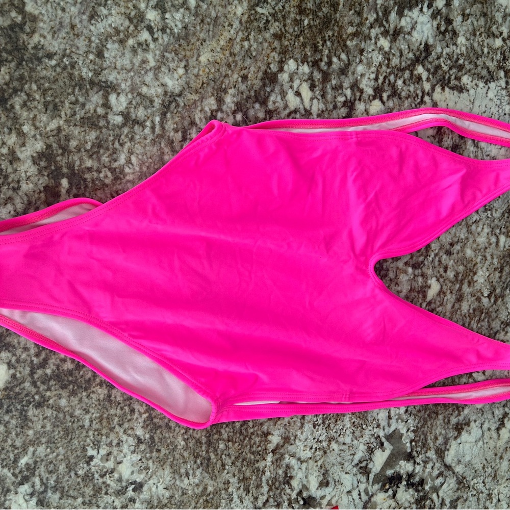 Sexy Vibrant Pink One Piece Open sided Swimsuit